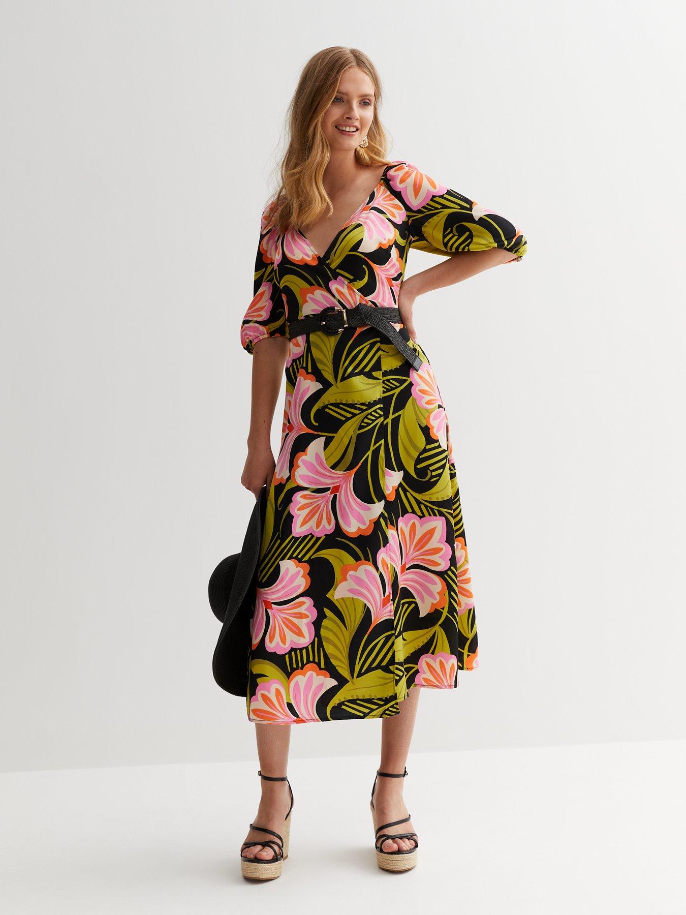 Black tropical sale dress