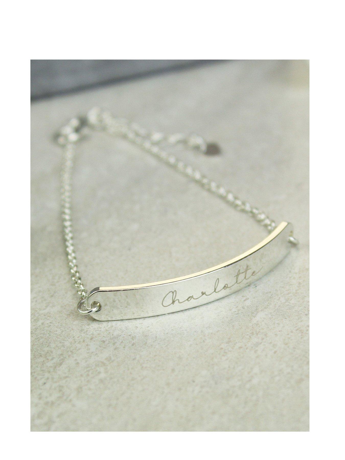 Product photograph of The Personalised Memento Company Personalised Silver Tone Id Bracelet from very.co.uk
