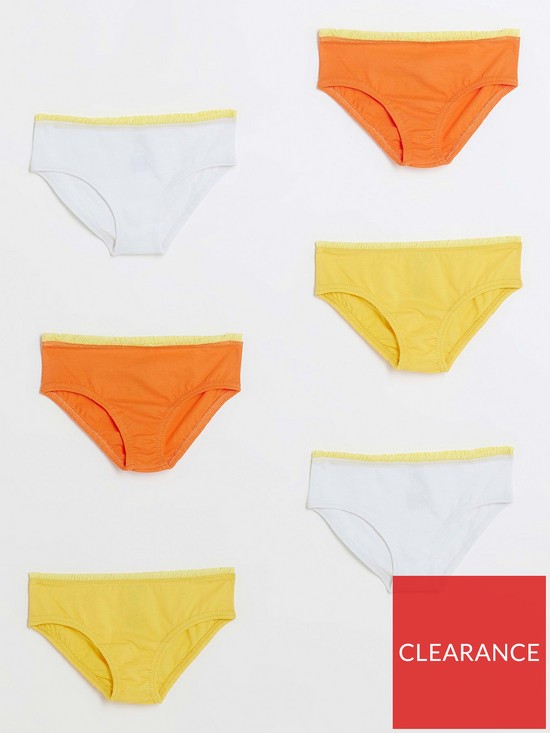front image of river-island-mini-girls-frill-briefs-6-pack-orange