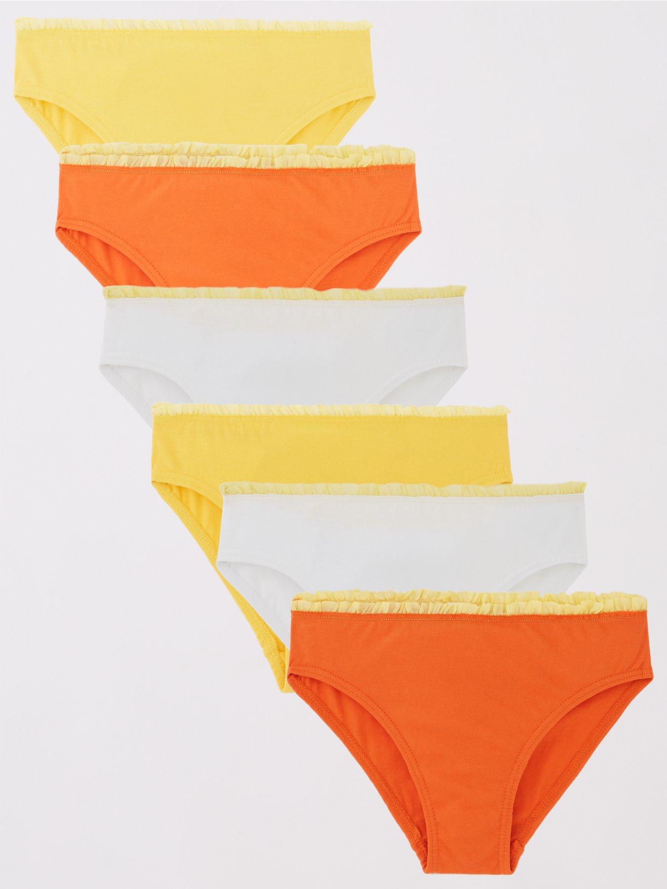 River Island Girls 6 Pack Frill Trim Brief Orange very.co.uk