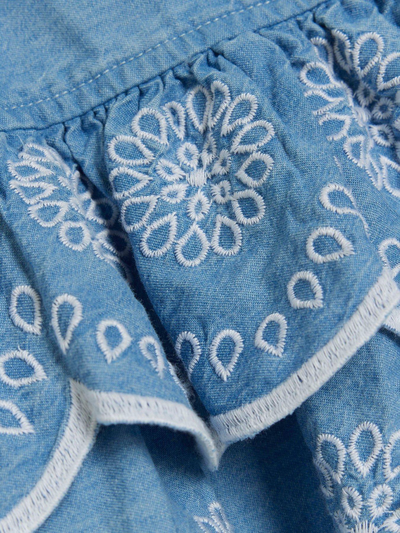 River Island Baby Baby Girl Denim Embroidered Dress Blue Very.co.uk