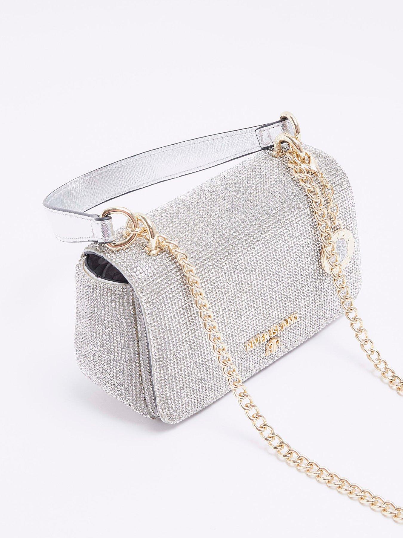 River Island embellished shoulder bag in silver