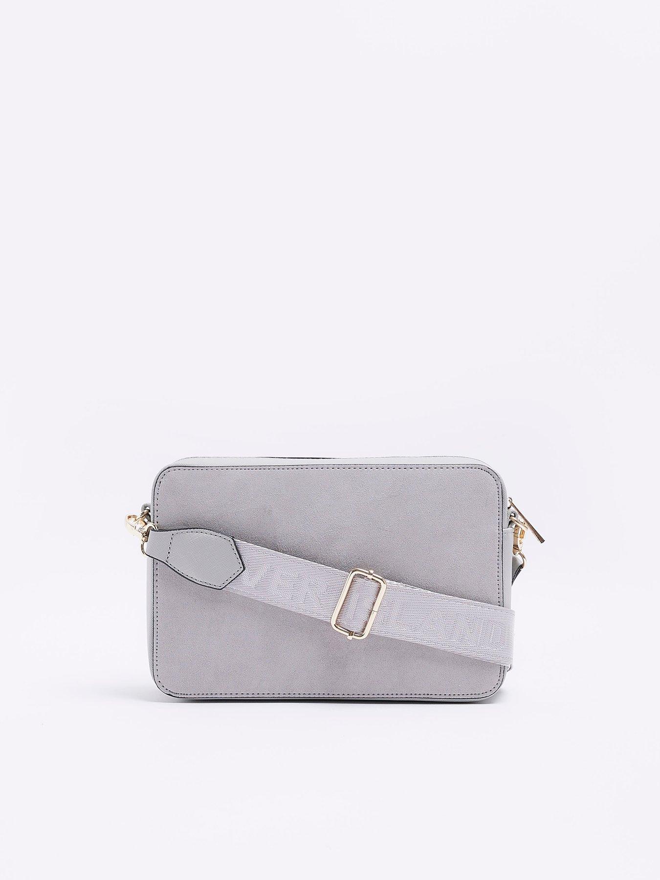 River Island Grey RI checkerboard boxy cross body bag