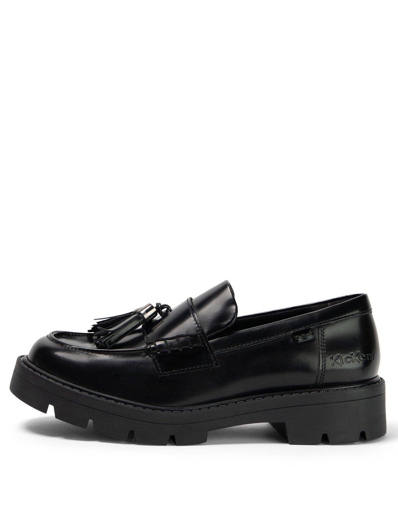 Kickers Youth Kori Tassle Leather Loafer School Shoe - Black