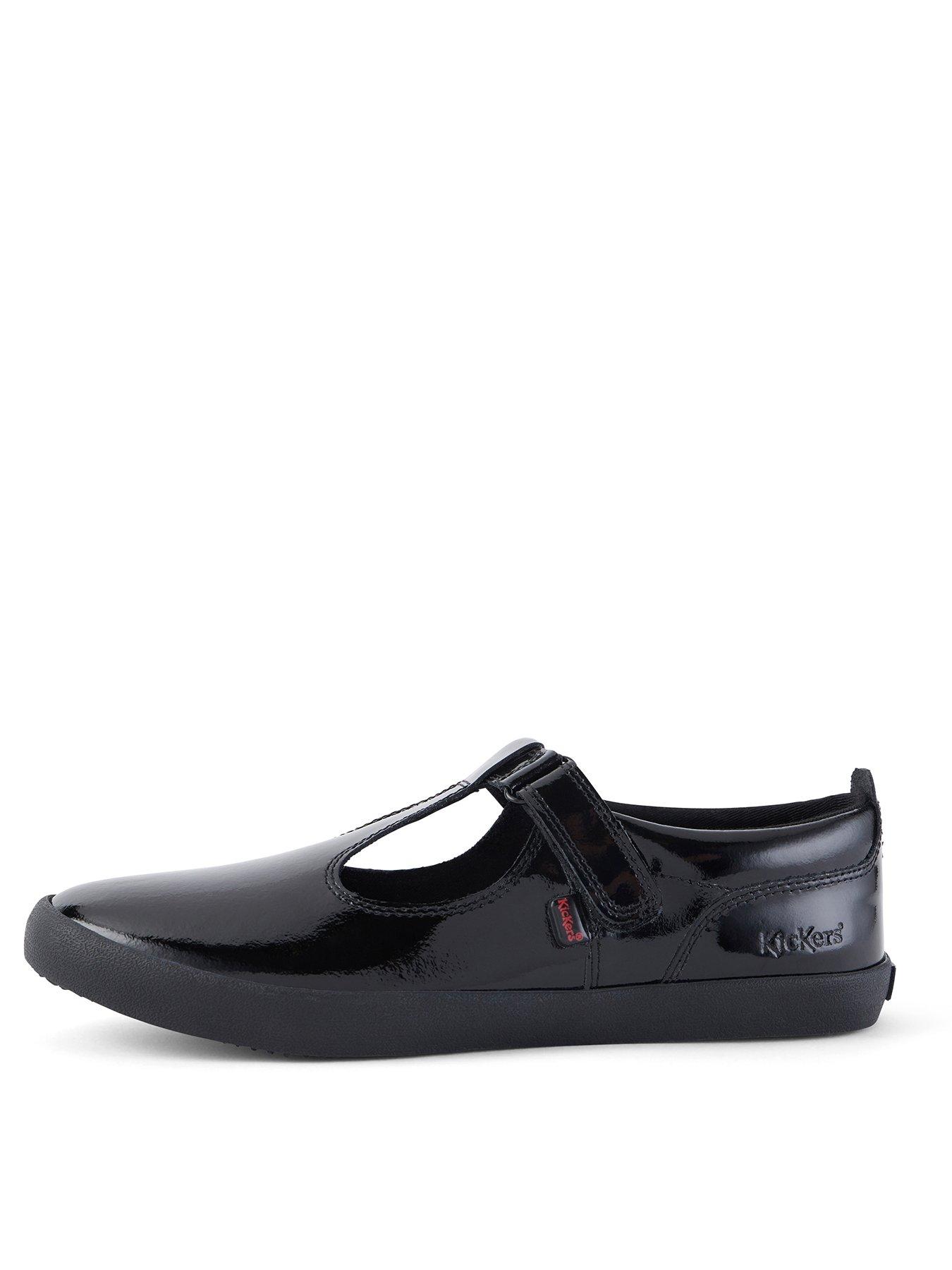 Kickers Kariko T-strap Patent School Shoe - Black