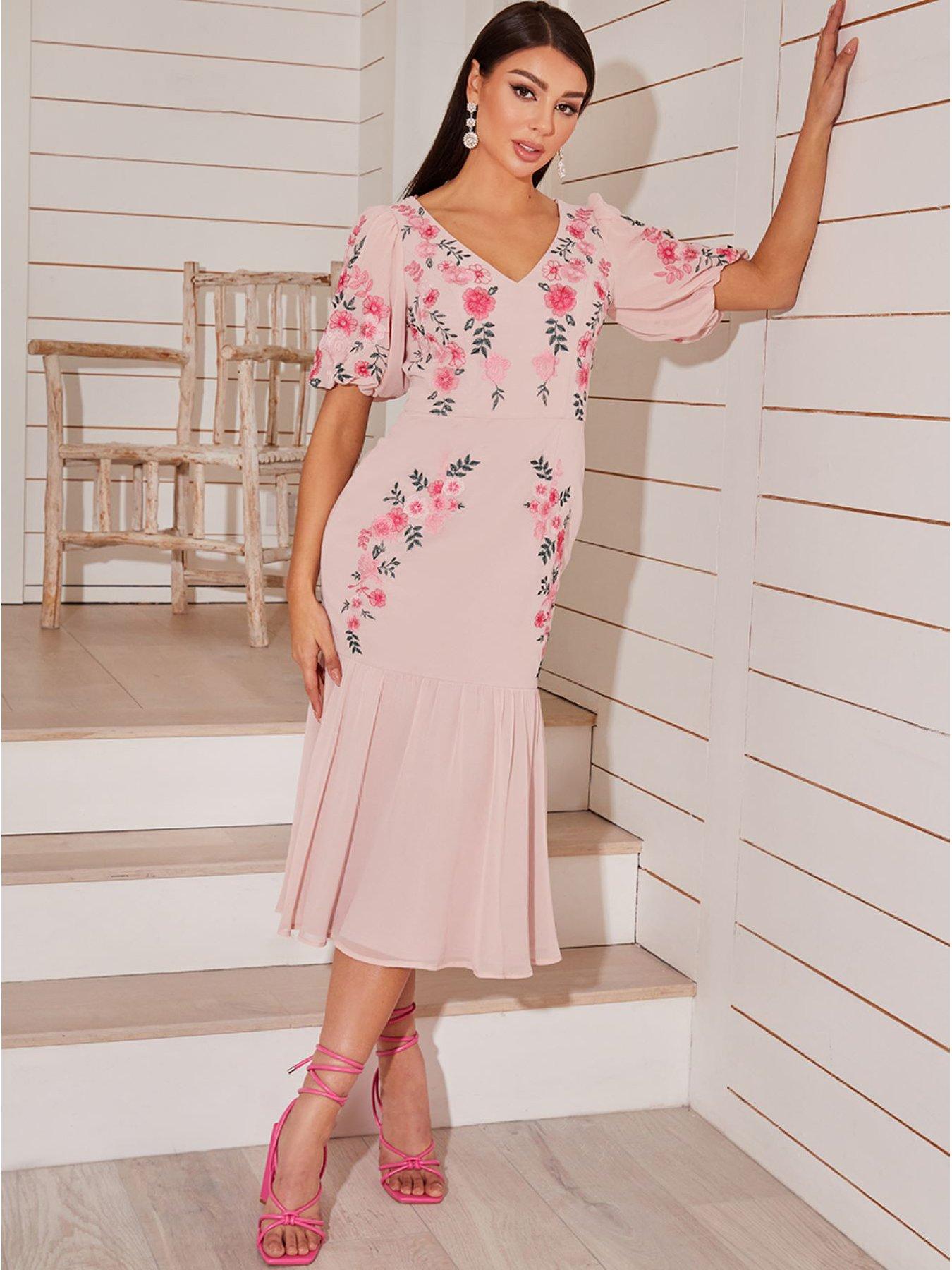 Chi chi floral 2024 embroidered midi dress