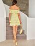  image of chi-chi-london-bardot-premium-lace-tiered-hem-mini-dress-in-yellow