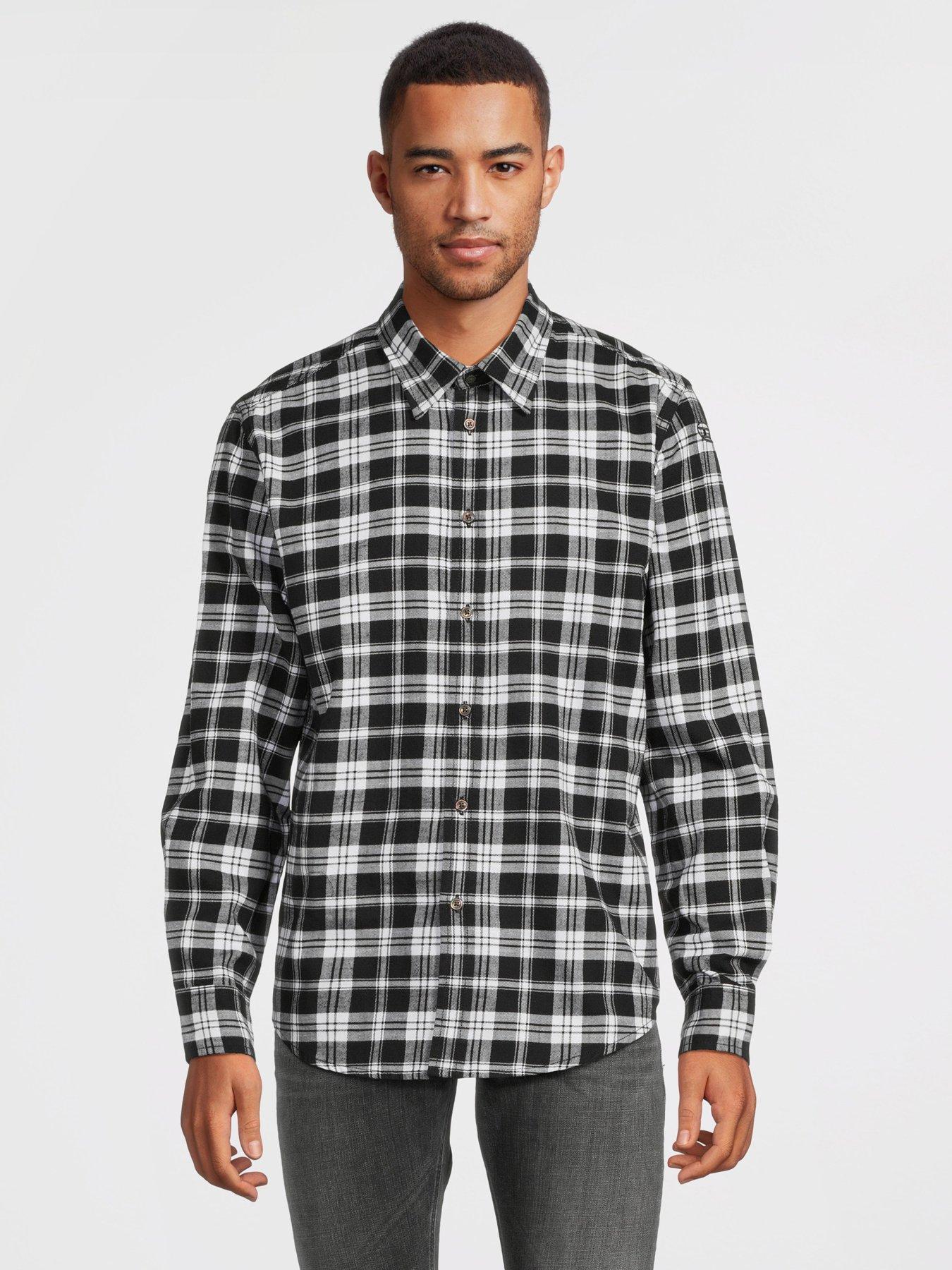 diesel-regular-fit-flannel-checked-shirt-black