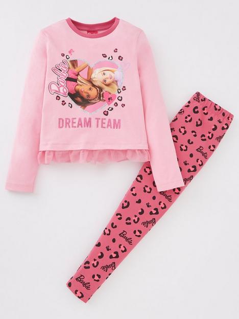barbie-frill-hem-animal-print-pyjamas-pink