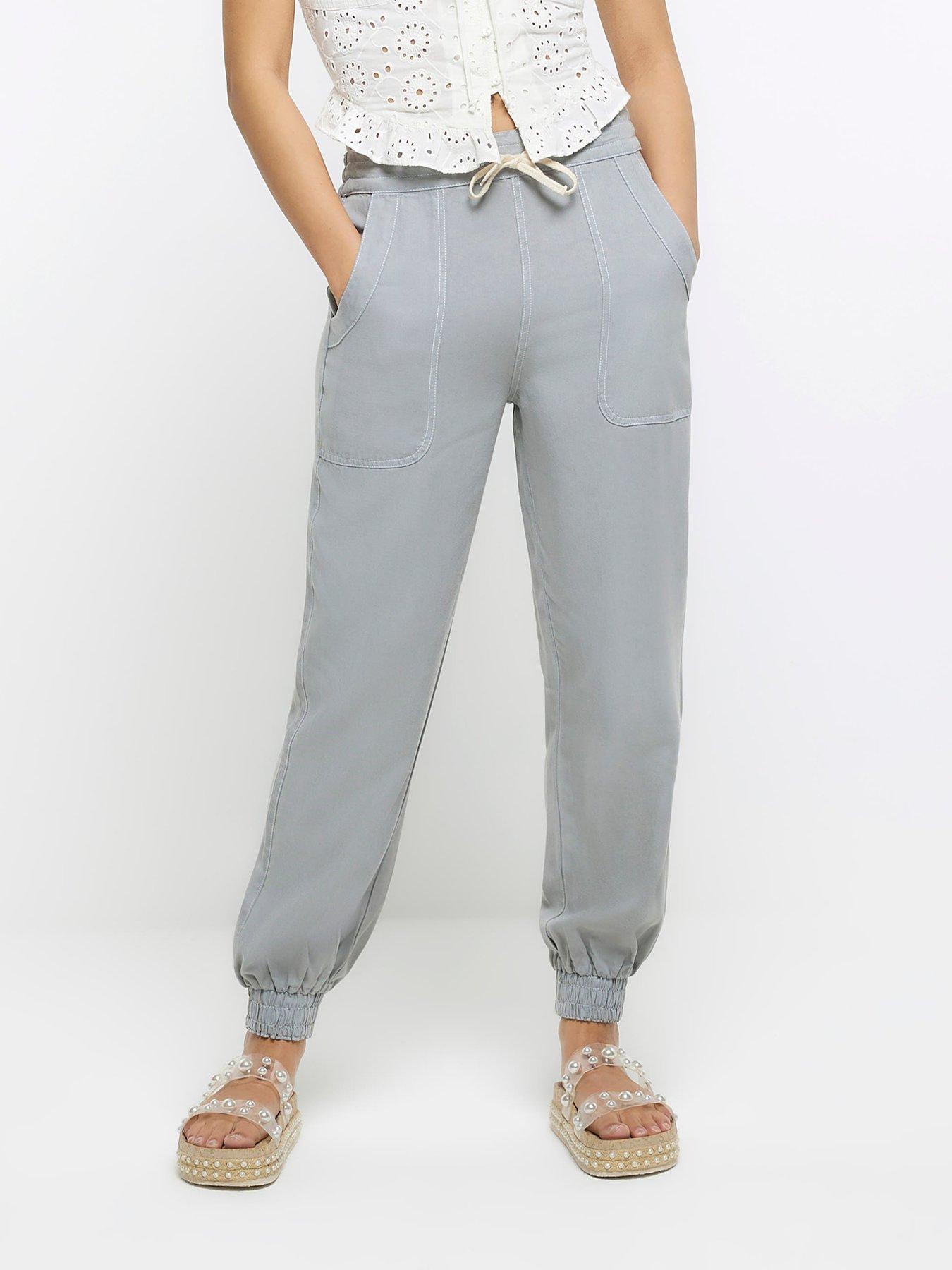 Grey Basic Cuffed Hem Joggers