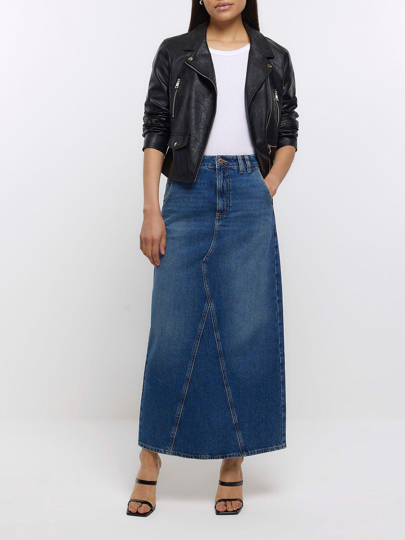 Blue velvet skirt outlet river island