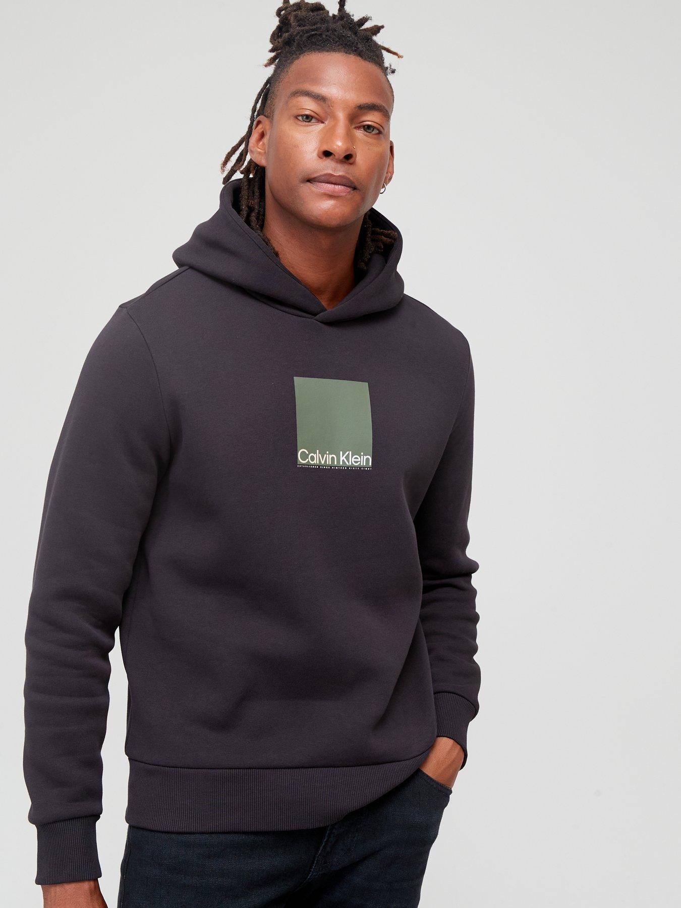 Calvin Klein Square Logo Hoodie - Black | very.co.uk