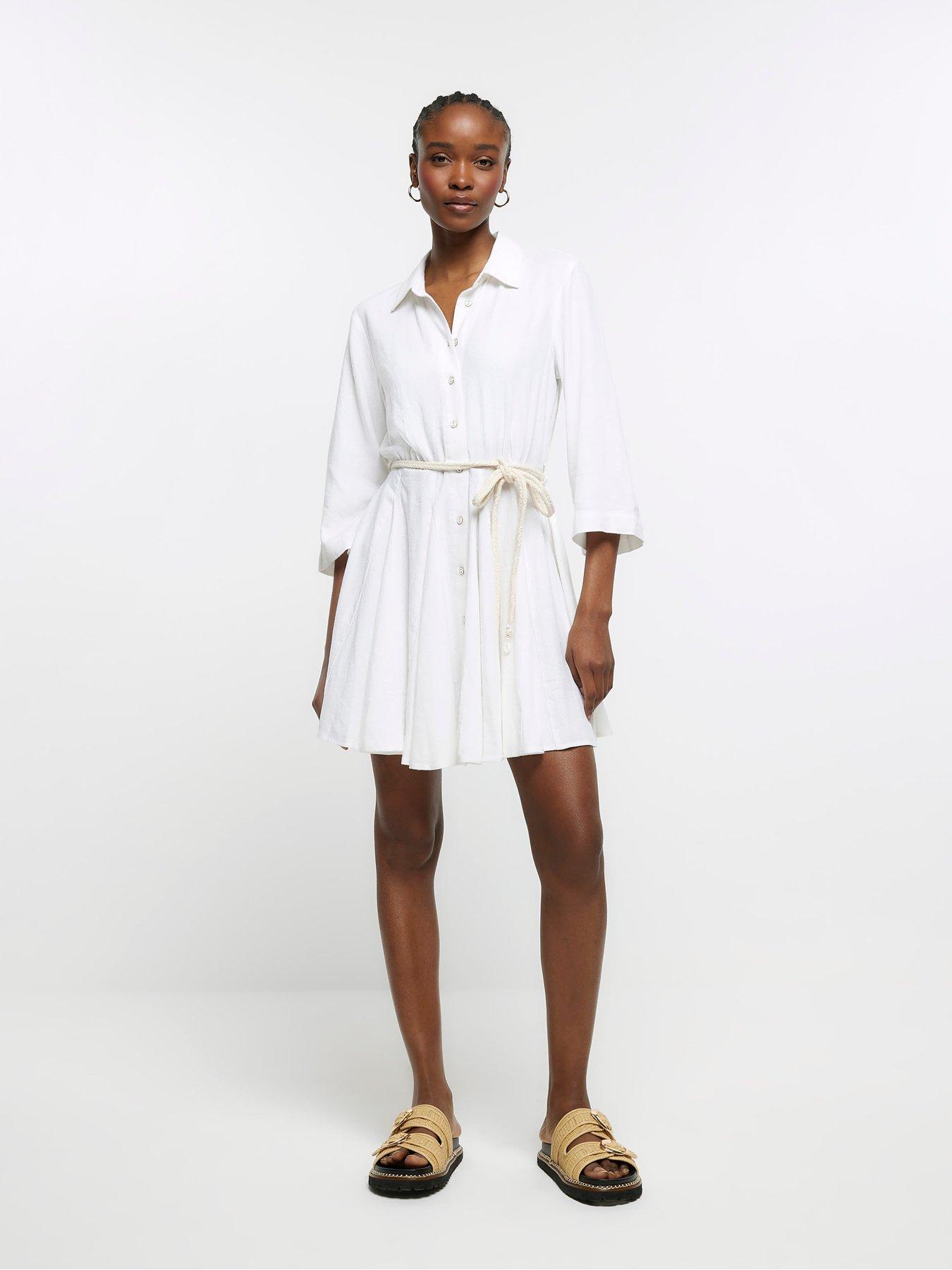 River island cheap white shirt dress