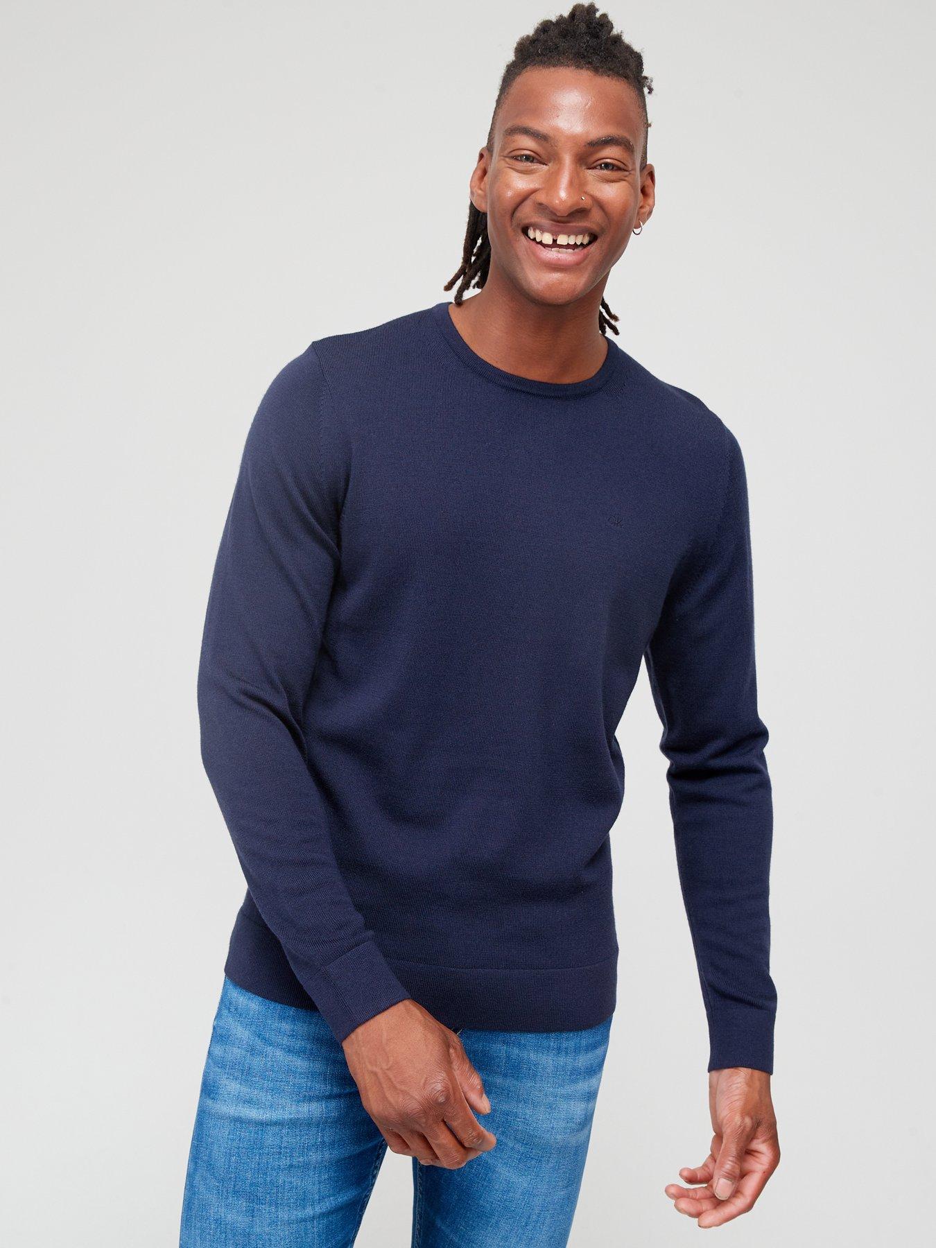 Calvin klein men's crew neck deals sweater