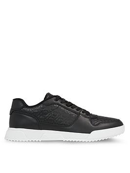 calvin klein low top lace up trainers - black/white
