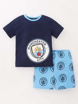 manchester city football short pyjamas - blue