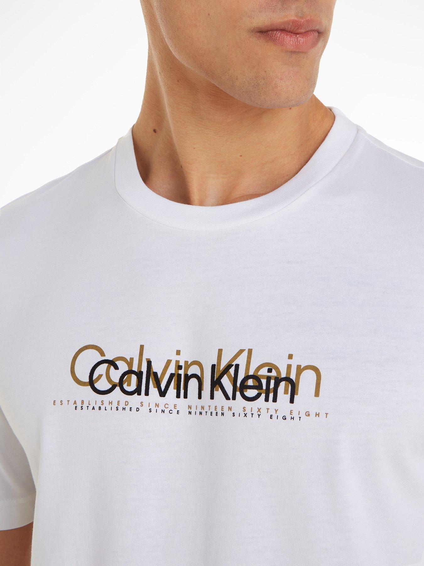 Calvin klein flock outlet logo t shirt