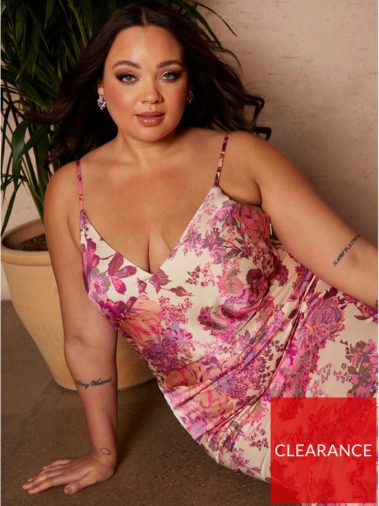 stillFront image of chi-chi-london-curve-sleeveless-floral-print-midi-dress--nbsppink