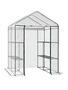 Product photograph of Outsunny Steel Frame Walk-in Greenhouse - Deep Green from very.co.uk
