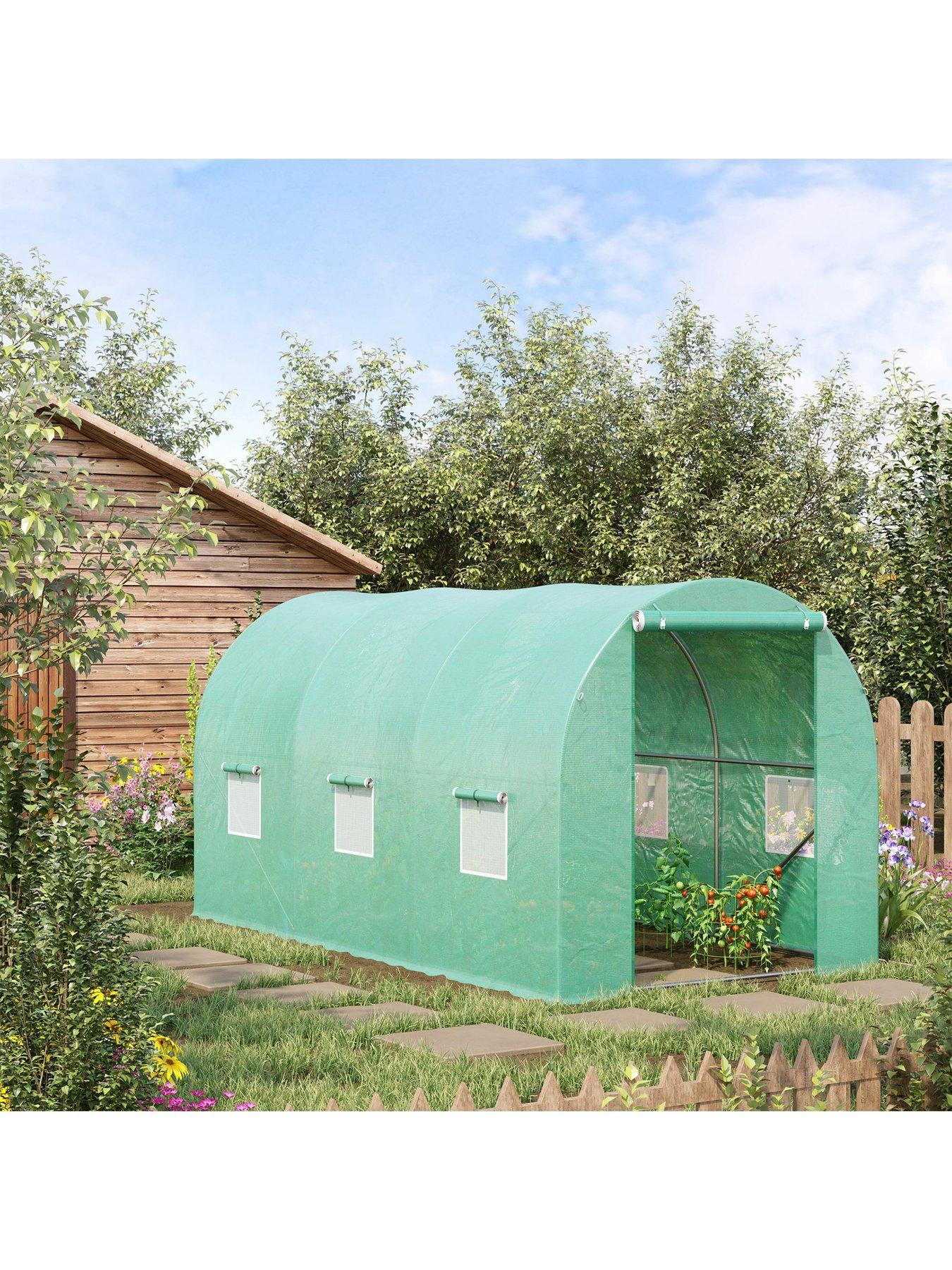 OutSunny Walk-In Tunnel Greenhouse 4x2m - Green | very.co.uk