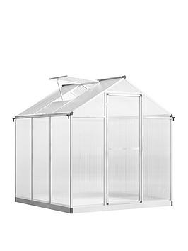 Product photograph of Outsunny Walk-in Greenhouse Aluminium Frame Large Garden Plants Grow Galvanized Base from very.co.uk