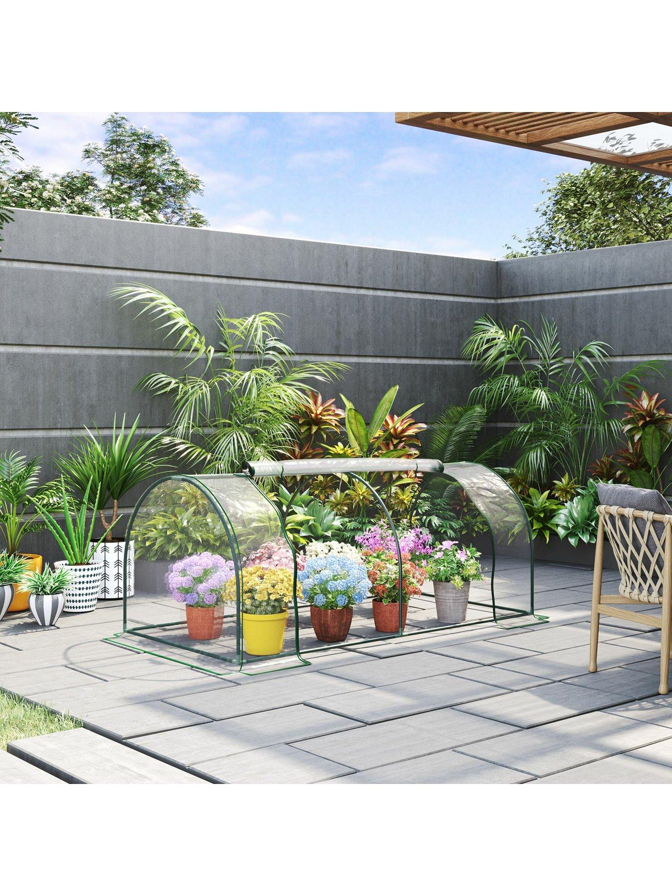 Image 2 of 7 of OutSunny Tunnel Greenhouse Green Grow House Steel Frame Garden Outdoor 200 x 100 x 80cm