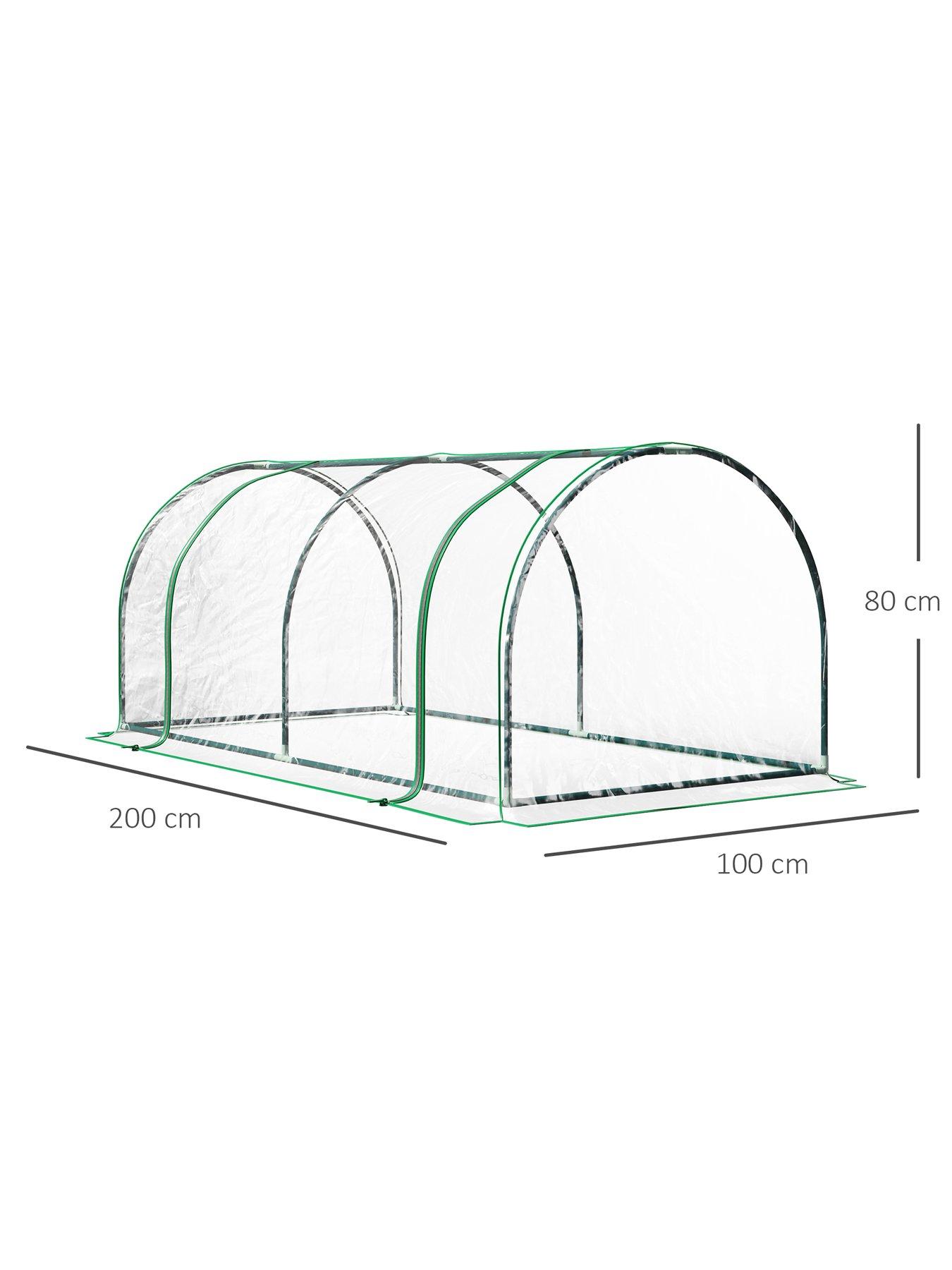 Image 3 of 7 of OutSunny Tunnel Greenhouse Green Grow House Steel Frame Garden Outdoor 200 x 100 x 80cm