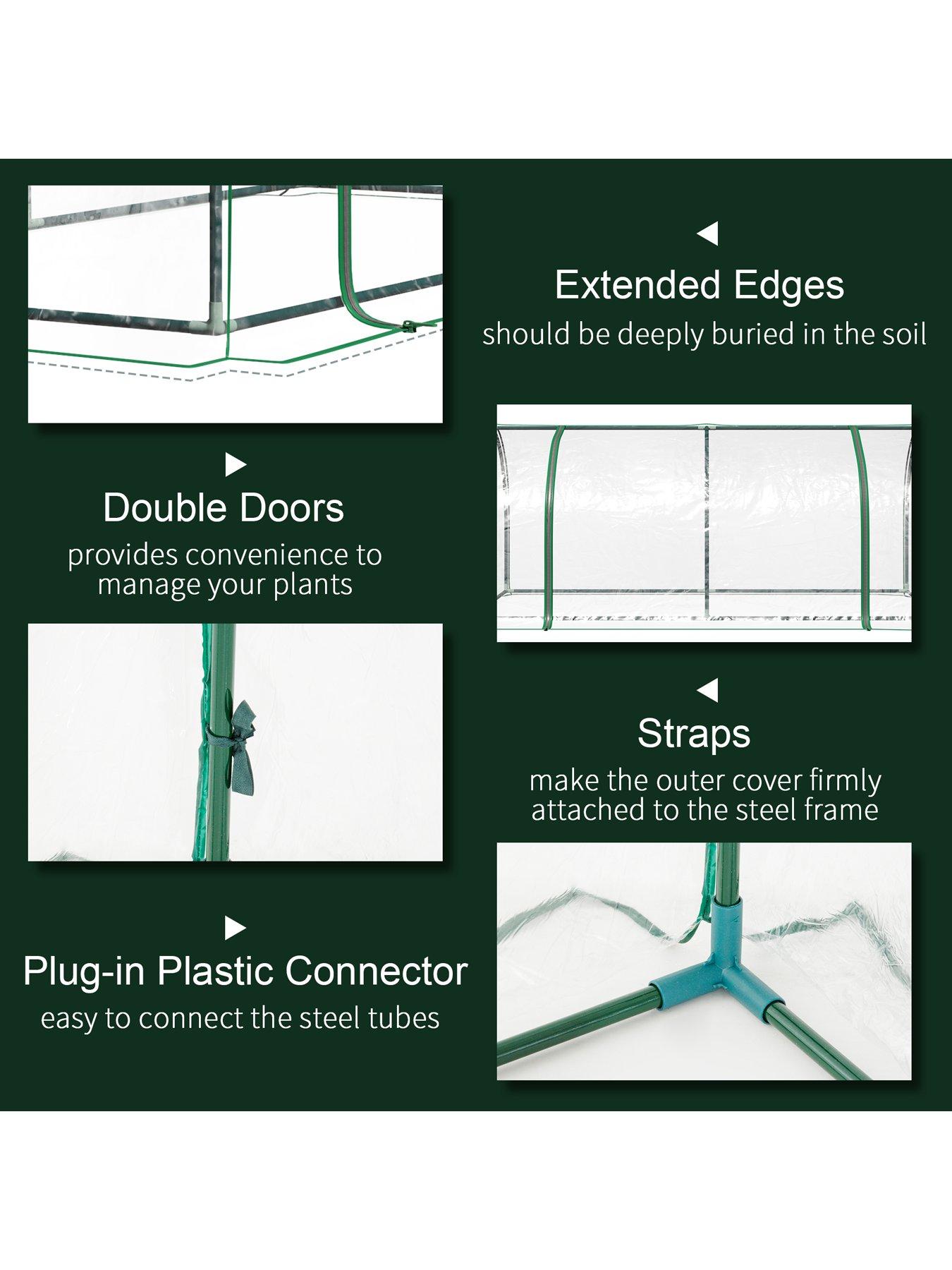 Image 5 of 7 of OutSunny Tunnel Greenhouse Green Grow House Steel Frame Garden Outdoor 200 x 100 x 80cm