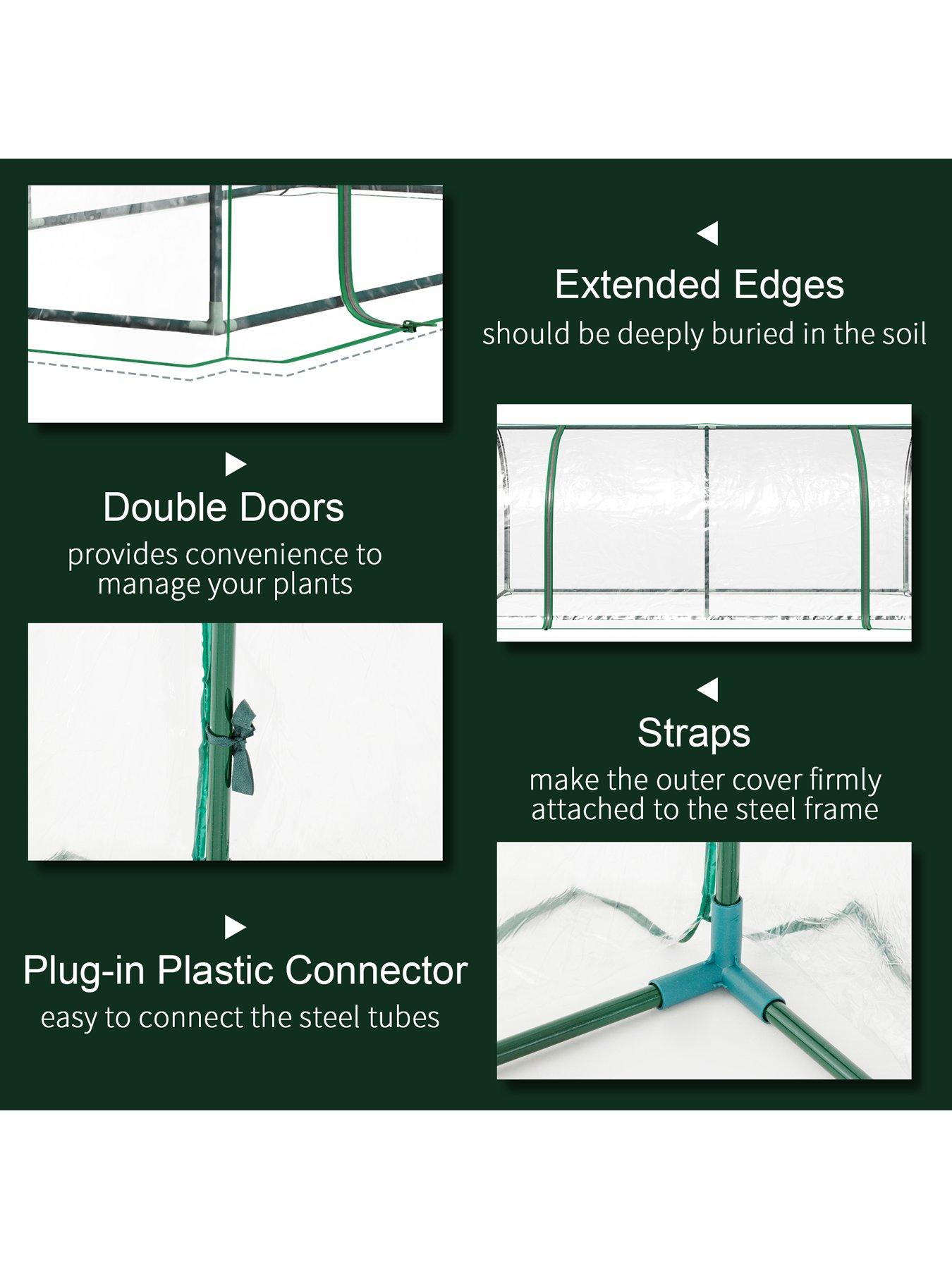 OutSunny Tunnel Greenhouse Green Grow House Steel Frame Garden Outdoor ...