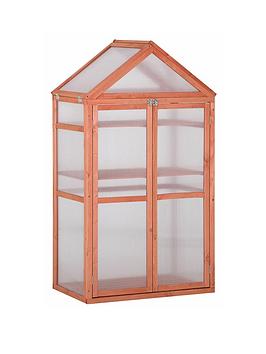 Product photograph of Outsunny Wooden Cold Frame Greenhouse For Plants - 80 X 47 X 138cm Orange from very.co.uk