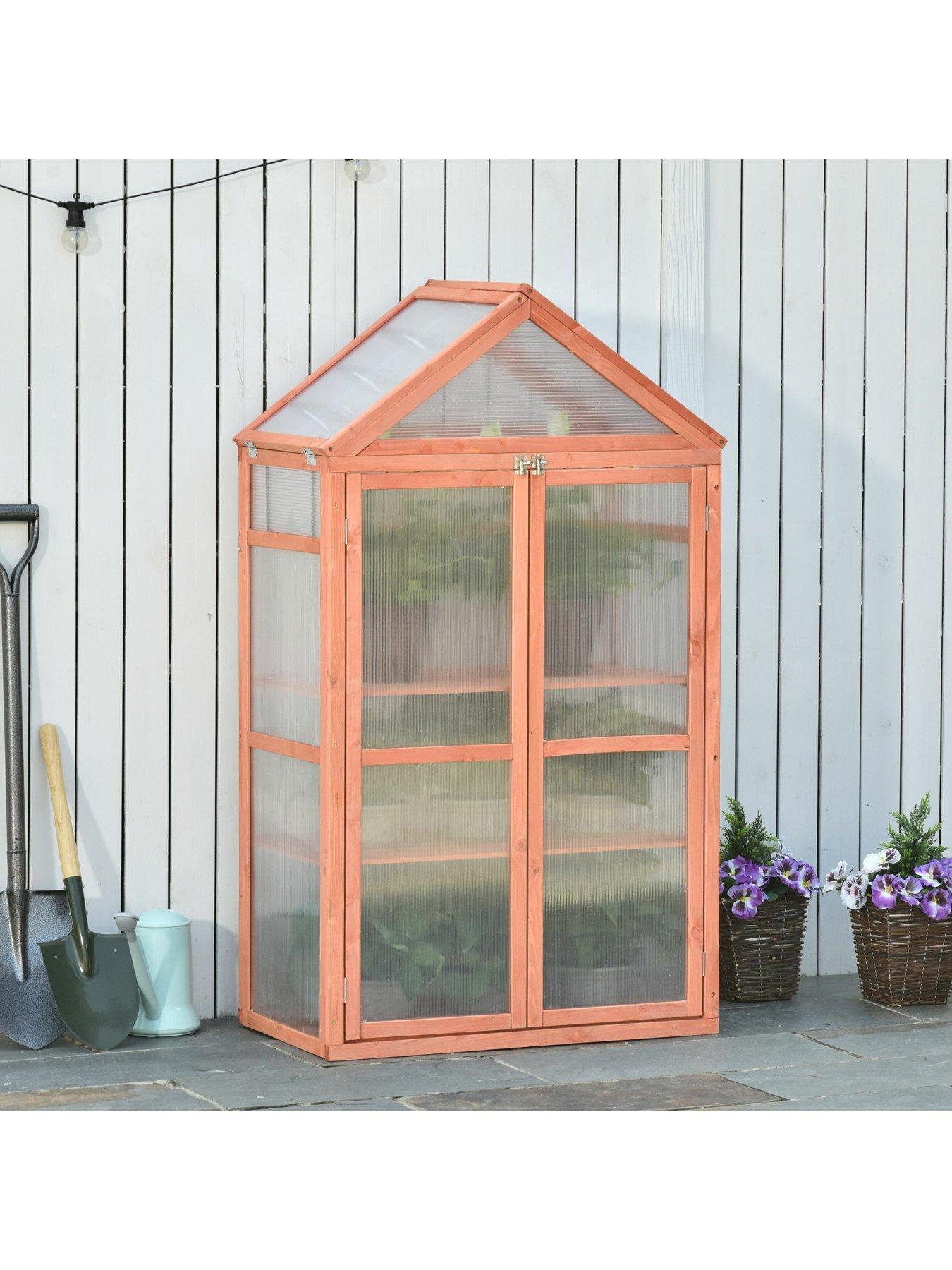 Image 2 of 7 of OutSunny Wooden Cold Frame Greenhouse for Plants -&nbsp;80 x 47 x 138cm, Orange