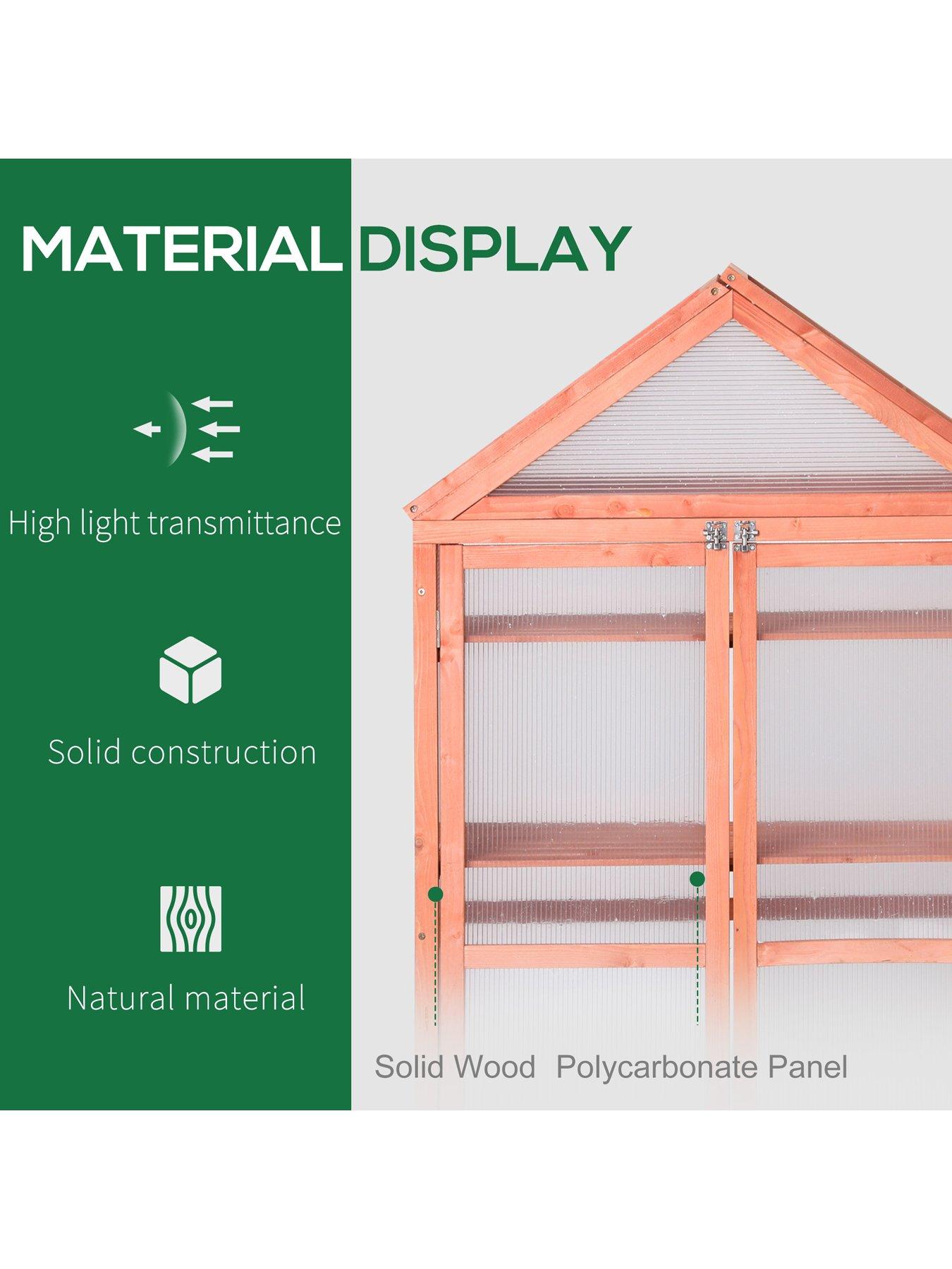 Image 4 of 7 of OutSunny Wooden Cold Frame Greenhouse for Plants -&nbsp;80 x 47 x 138cm, Orange