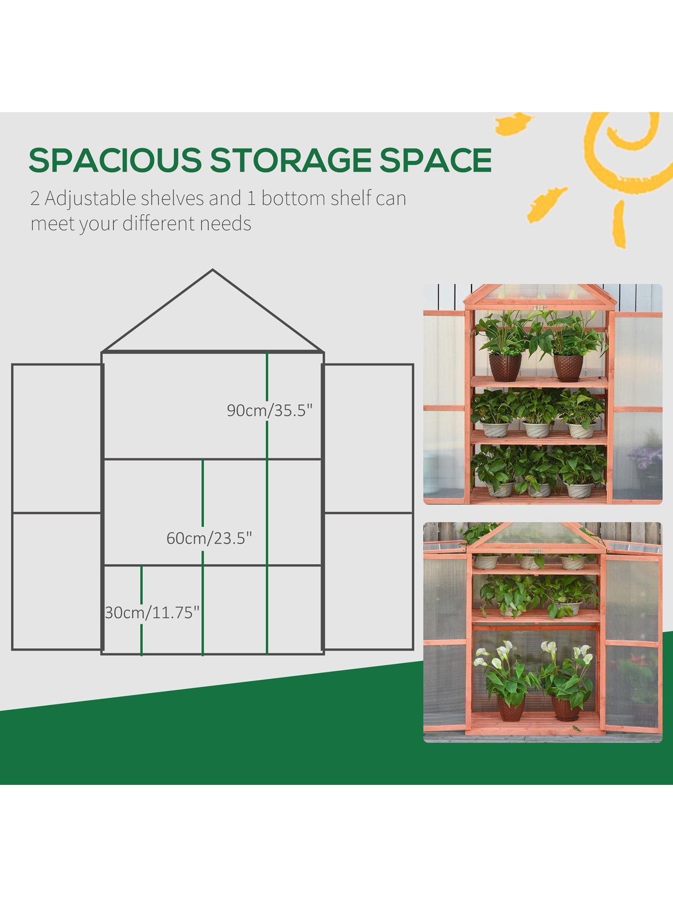 Image 6 of 7 of OutSunny Wooden Cold Frame Greenhouse for Plants -&nbsp;80 x 47 x 138cm, Orange