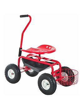 Product photograph of Outsunny Gardening Planting Rolling Cart With Tool Tray - Red from very.co.uk