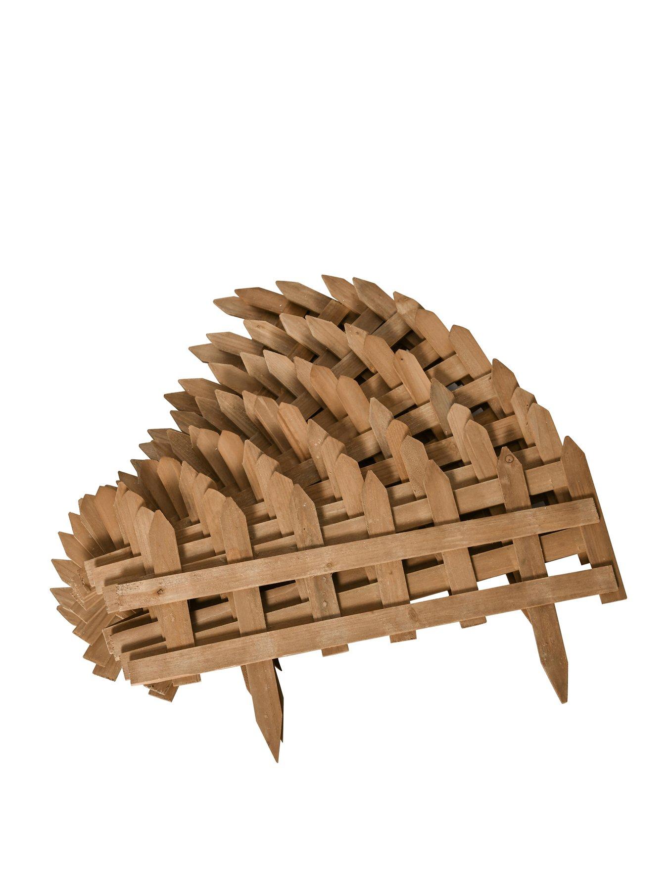 undefined Pack of 12 Wooden Border Fences for Lawn or Border - Brown