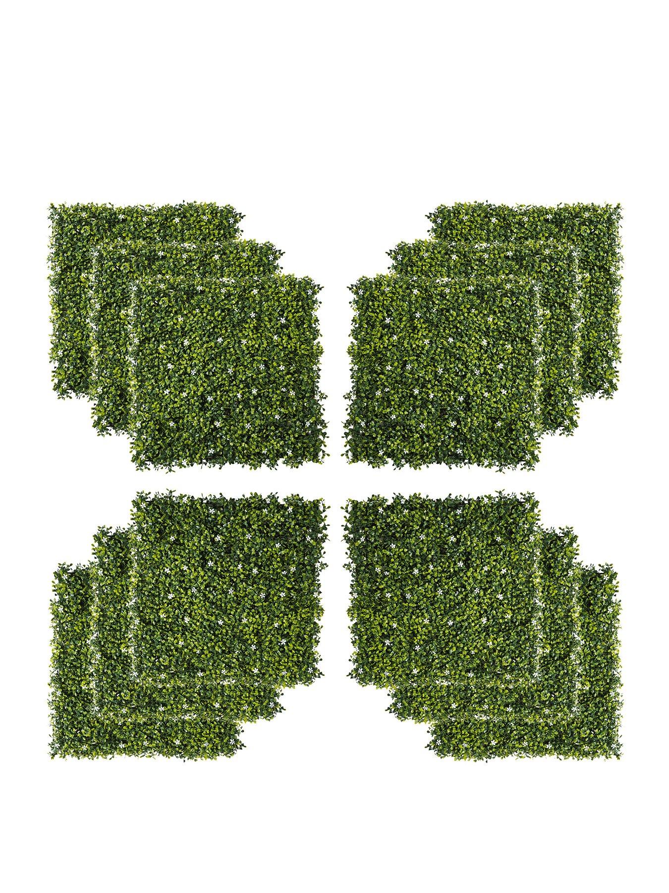 Product photograph of Outsunny 12-piece 50cm X 50cm Artificial Boxwood Wall Panel - Milan Grass Privacy Fence Screen from very.co.uk