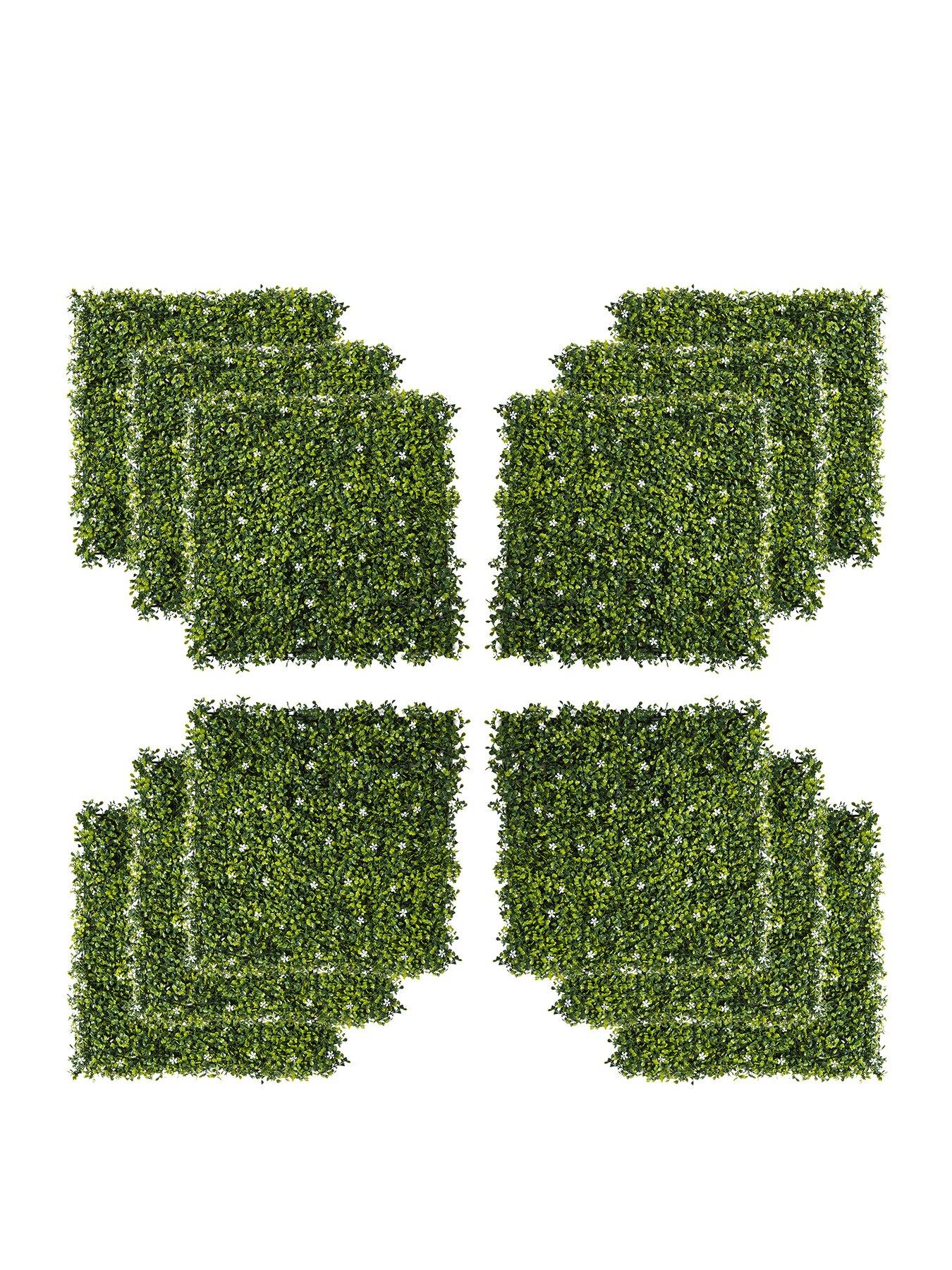 Image 1 of 7 of OutSunny 12-Piece 50cm x 50cm&nbsp;Artificial Boxwood Wall Panel -&nbsp; Milan Grass, Privacy Fence Screen