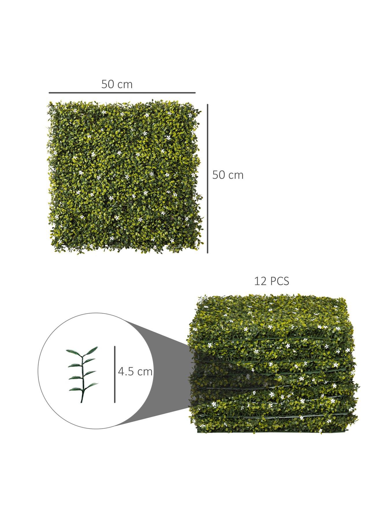 Image 3 of 7 of OutSunny 12-Piece 50cm x 50cm&nbsp;Artificial Boxwood Wall Panel -&nbsp; Milan Grass, Privacy Fence Screen