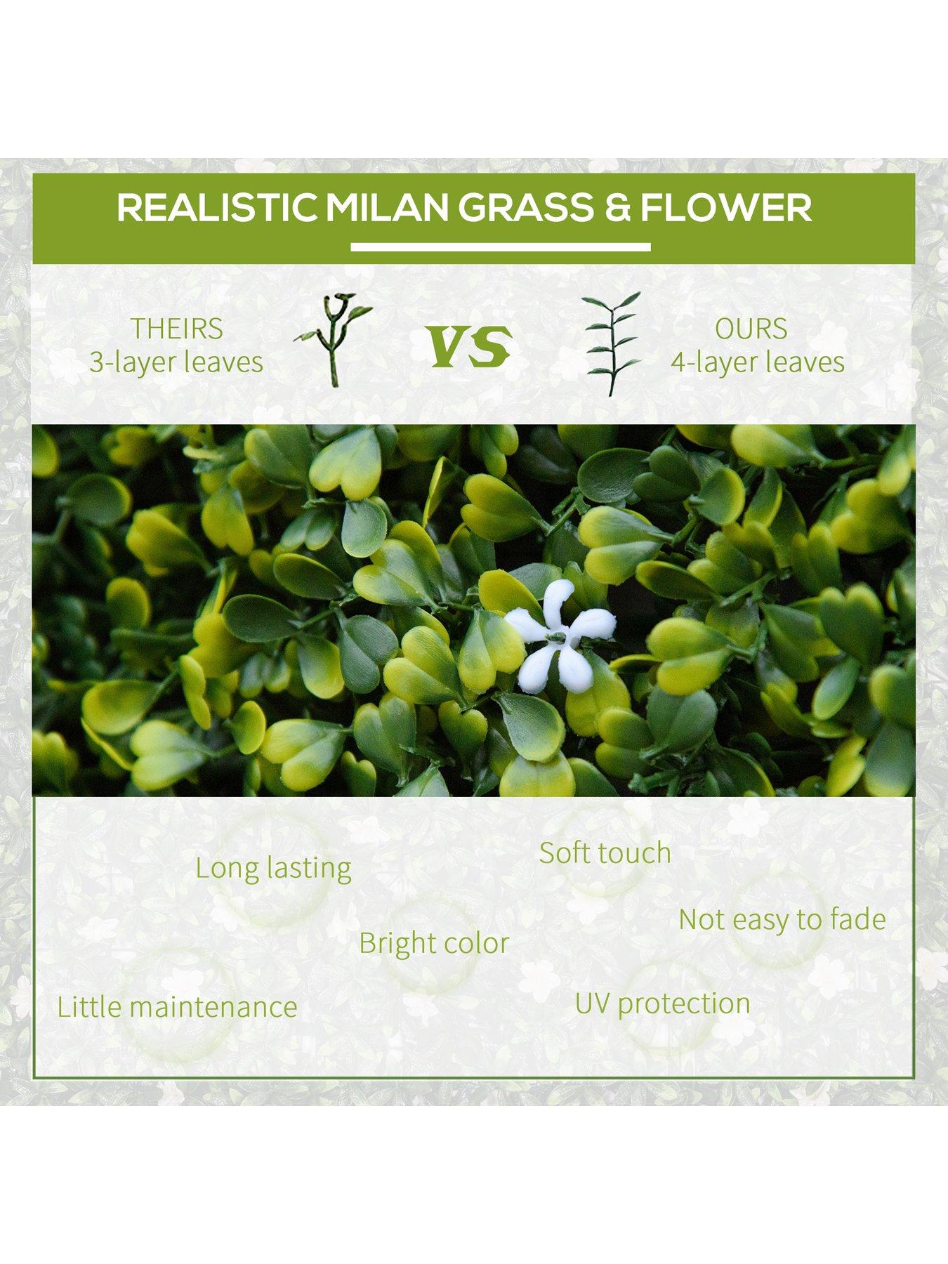Image 4 of 7 of OutSunny 12-Piece 50cm x 50cm&nbsp;Artificial Boxwood Wall Panel -&nbsp; Milan Grass, Privacy Fence Screen