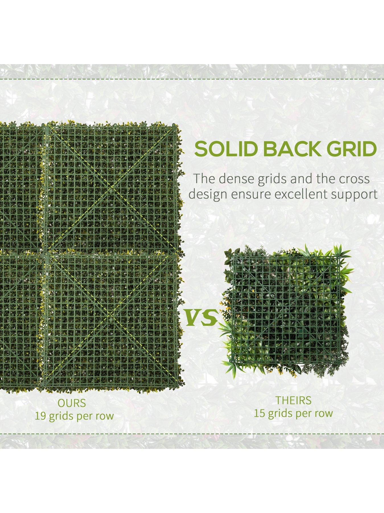 Image 6 of 7 of OutSunny 12-Piece 50cm x 50cm&nbsp;Artificial Boxwood Wall Panel -&nbsp; Milan Grass, Privacy Fence Screen