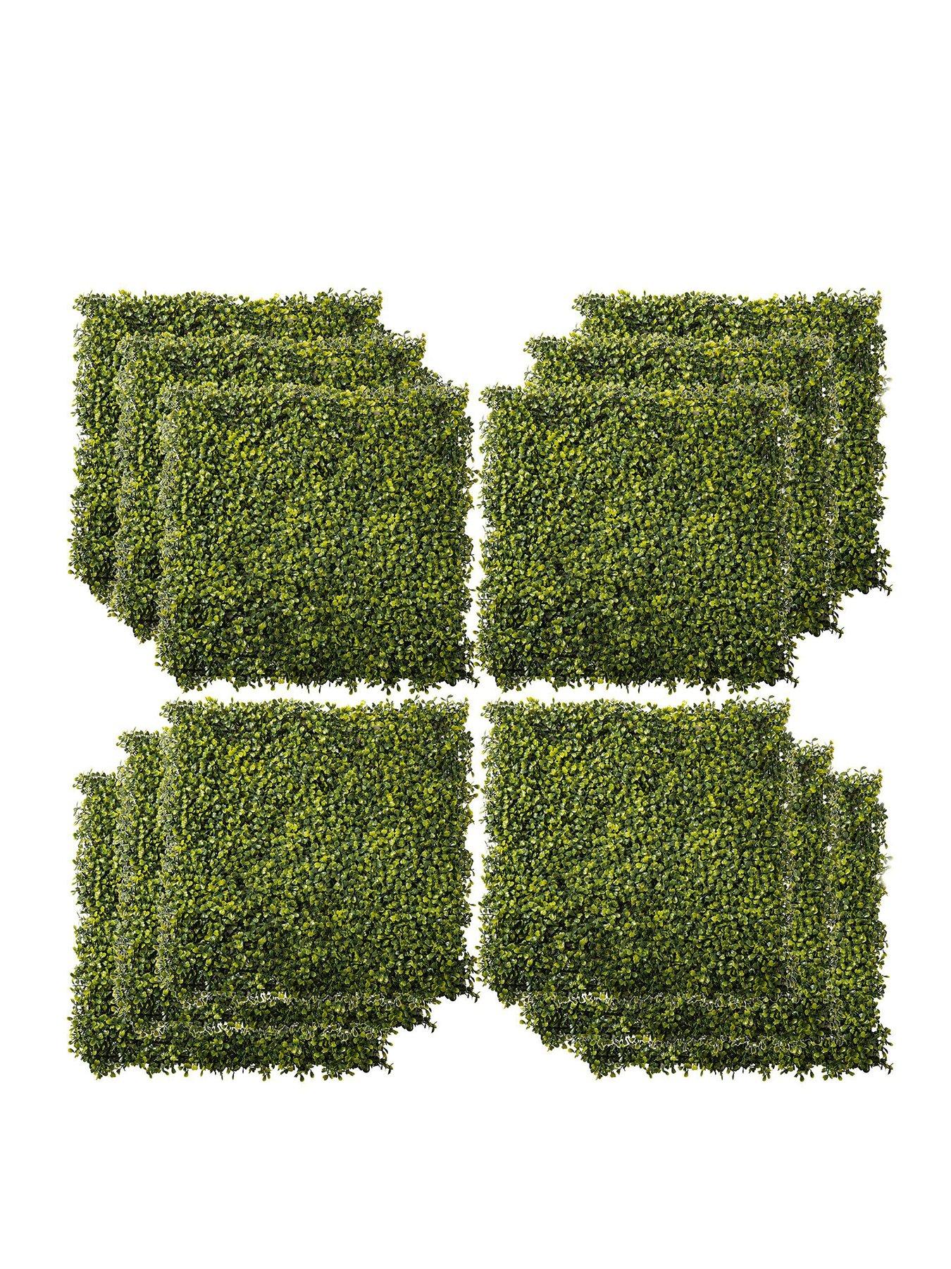 Product photograph of Outsunny 12-piece 50 X 50cm Artificial Boxwood Wall Panel - Milan Grass Privacy Fence Screen from very.co.uk