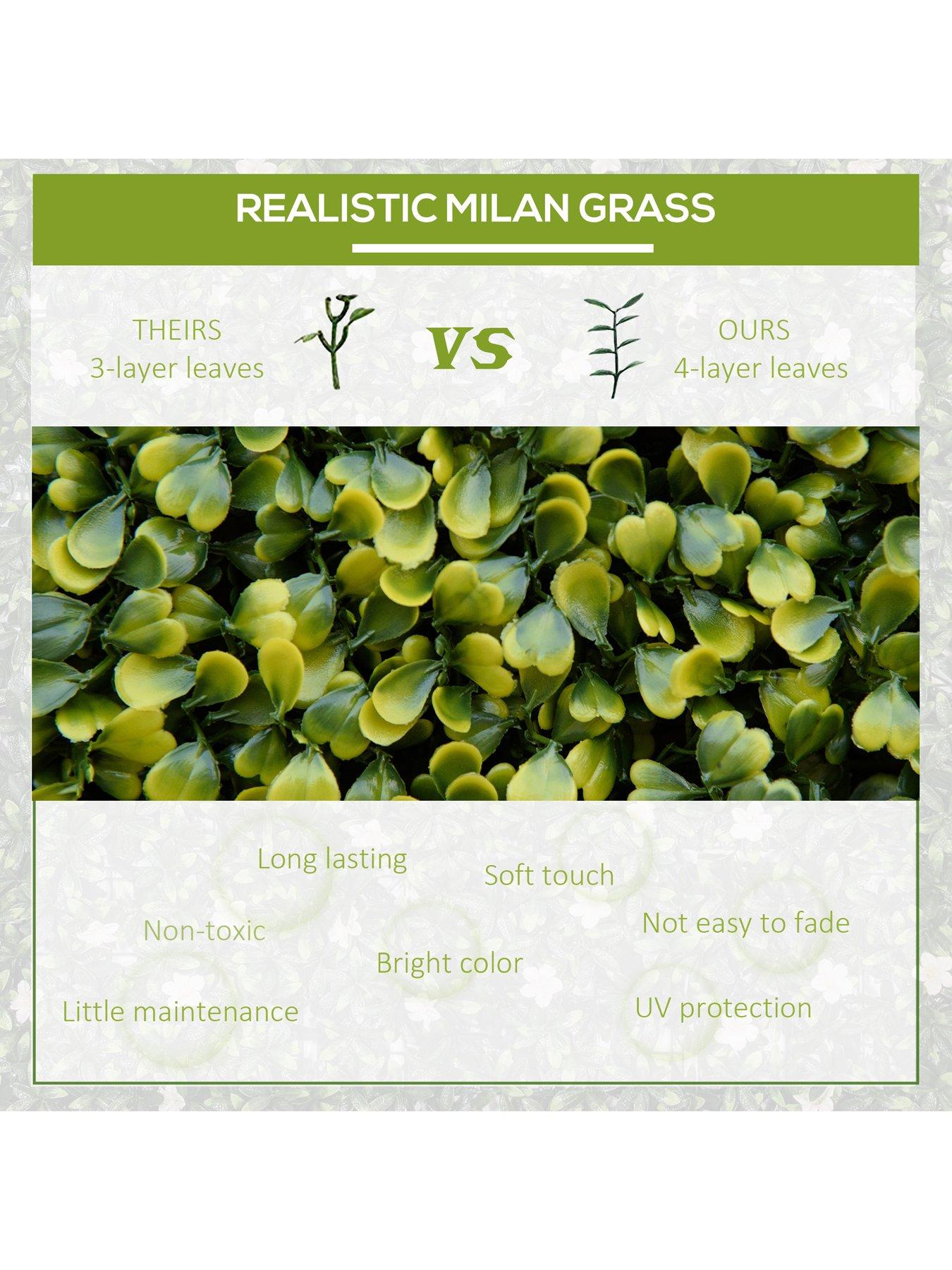Image 4 of 7 of OutSunny 12-Piece 50 x 50cm&nbsp;Artificial Boxwood Wall Panel -&nbsp;Milan Grass, Privacy Fence Screen