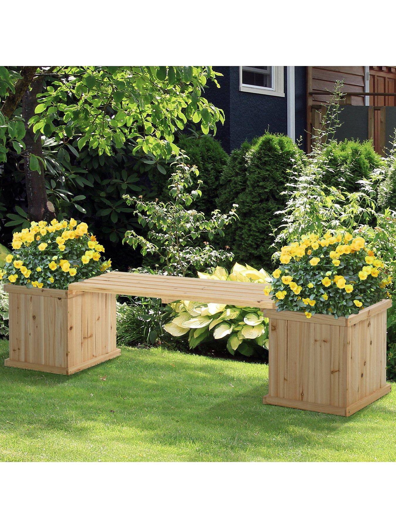 OutSunny Wooden Garden Planter  &  Bench