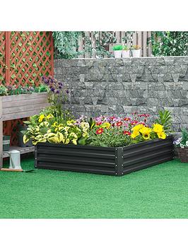 Product photograph of Outsunny Raised Garden Bed Frame Outdoor Planter Kit For Flowers Amp Vegetables - Grey from very.co.uk