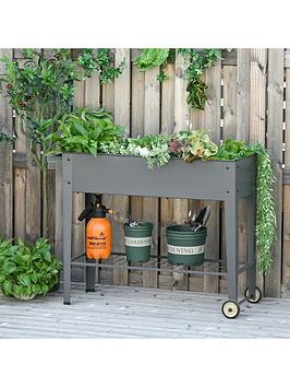 Product photograph of Outsunny Raised Garden Bed With Wheels And Bottom Shelf from very.co.uk