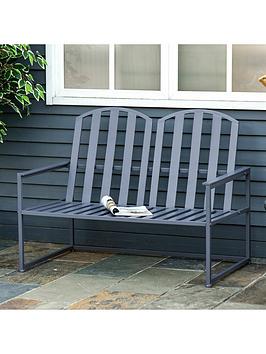 Product photograph of Outsunny Steel Garden Loveseat Bench - Grey from very.co.uk