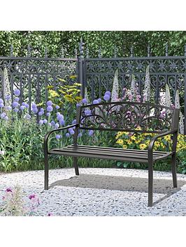 Product photograph of Outsunny 2-seater Steel Garden Bench - Black from very.co.uk