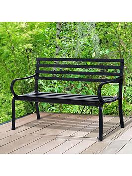 Product photograph of Outsunny 2-seat Metal Bench - Black from very.co.uk