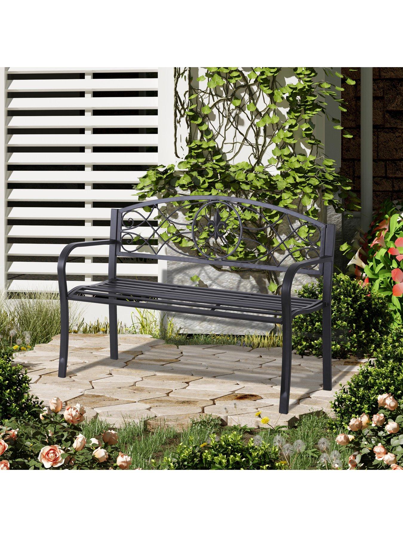 Black steel on sale garden bench