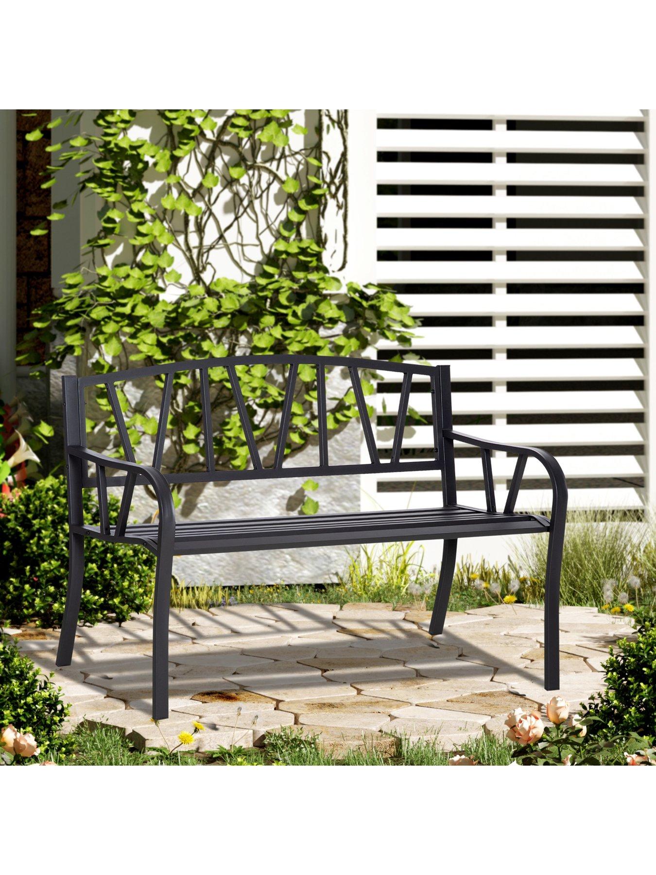 Outdoor metal loveseat store with cushions